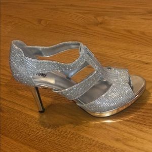 Sparkly silver heels